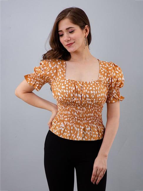 pretty loving thing brown printed top