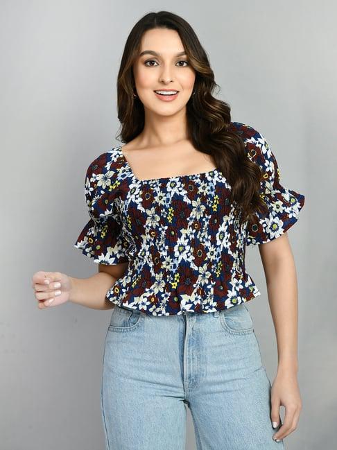 pretty loving thing brown floral print top