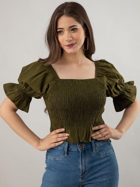 pretty loving thing olive regular fit top