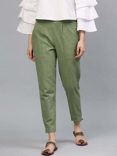 jaipur kurti olive green cotton plain pants