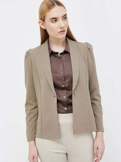 code by lifestyle beige regular fit shrug