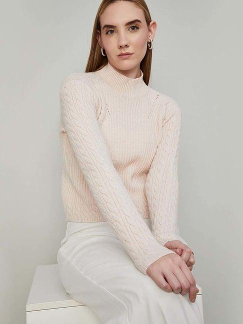 code by lifestyle pink self pattern sweater