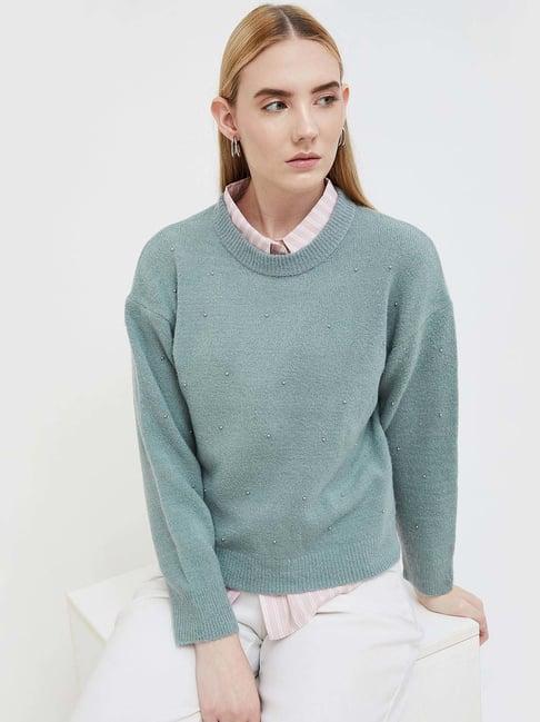 code by lifestyle blue embellished sweater