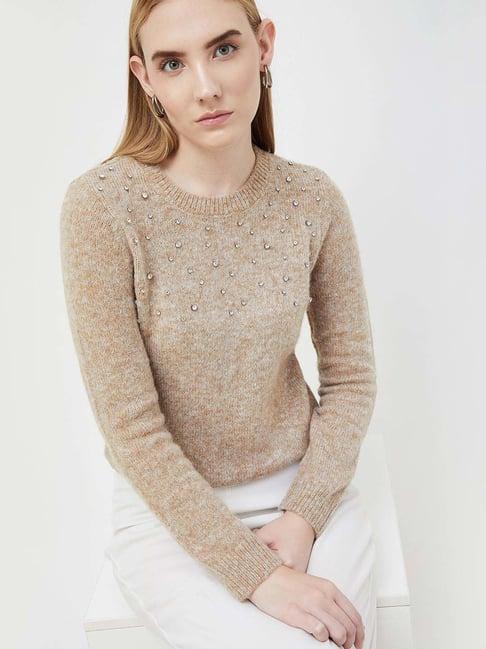 code by lifestyle beige embellished sweater