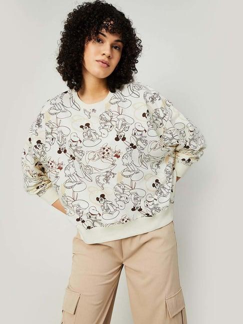 ginger by lifestyle white cotton printed sweatshirt