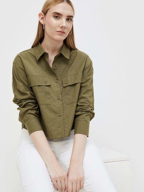 code by lifestyle green cotton shirt