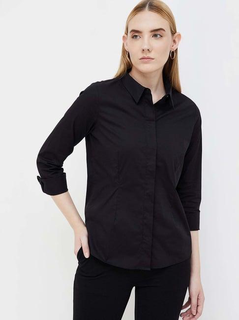 code by lifestyle black cotton shirt