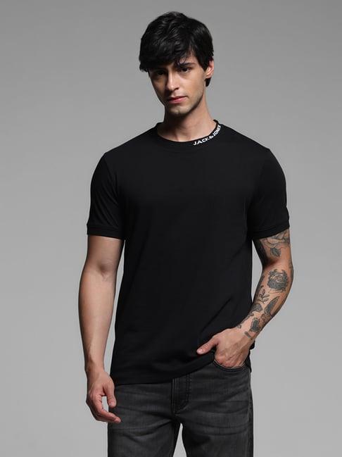 jack & jones jet black cotton regulart-shirt