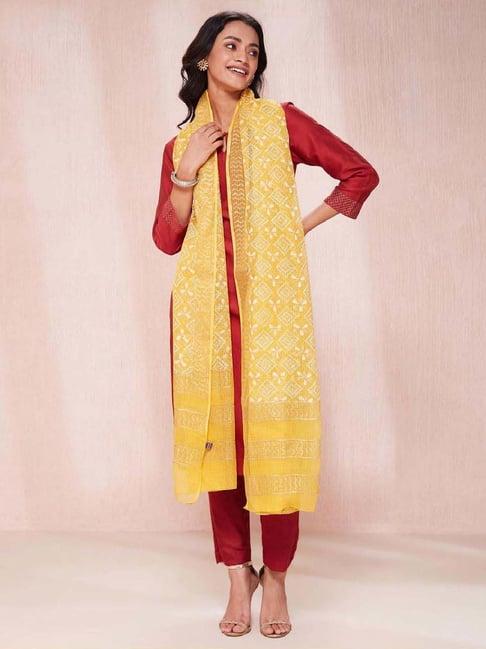 fabindia mustard printed dupatta