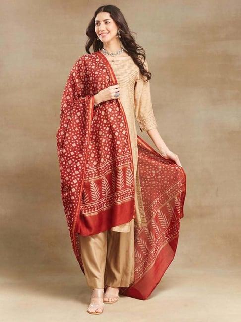 fabindia maroon printed dupatta