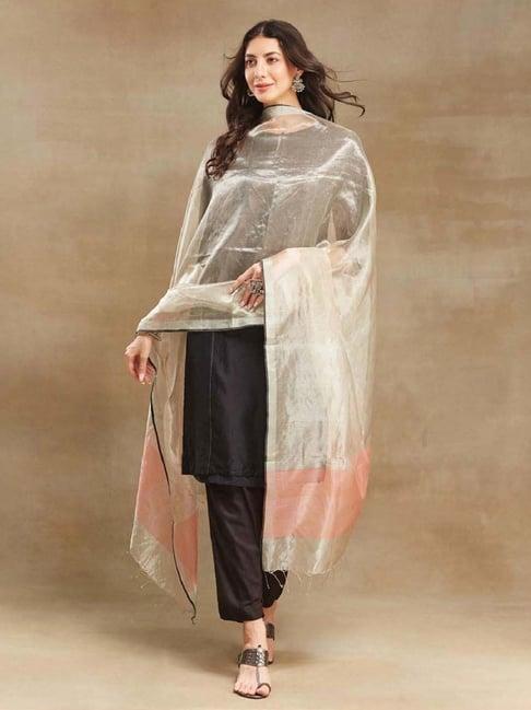 fabindia silver woven pattern dupatta