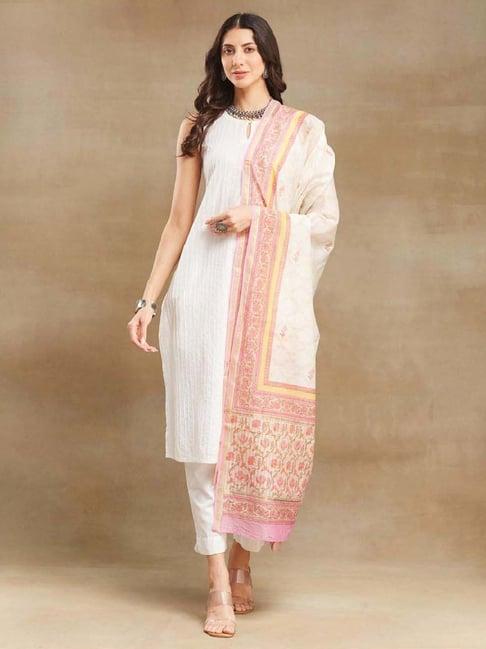 fabindia off-white printed dupatta