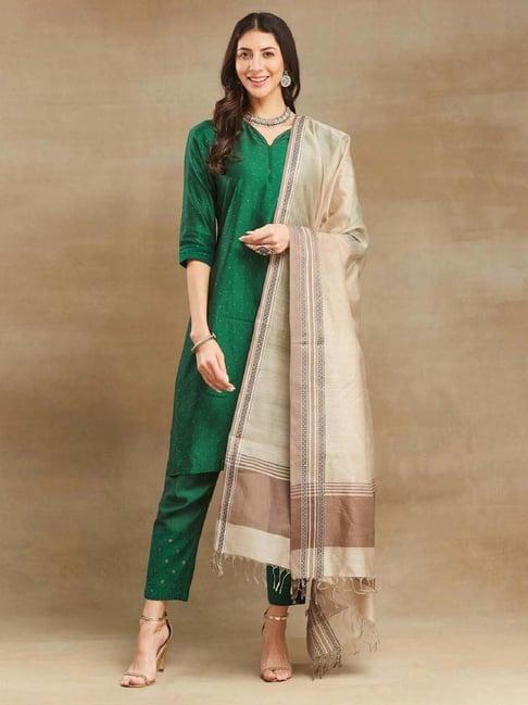 fabindia cream woven pattern dupatta