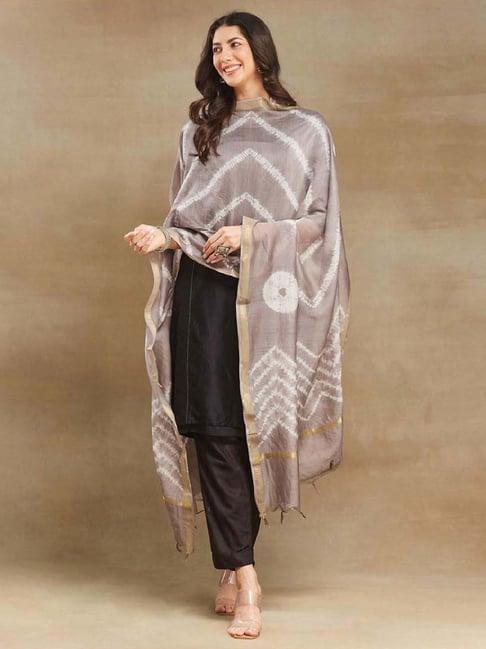 fabindia grey printed dupatta