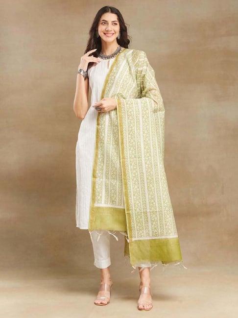 fabindia green printed dupatta