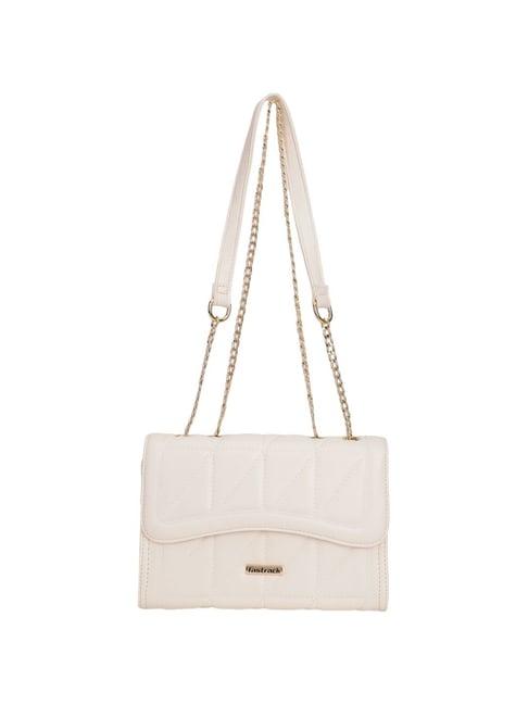 fastrack white quilted medium sling handbag