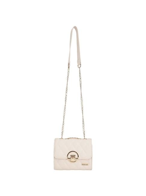 fastrack beige quilted medium sling handbag