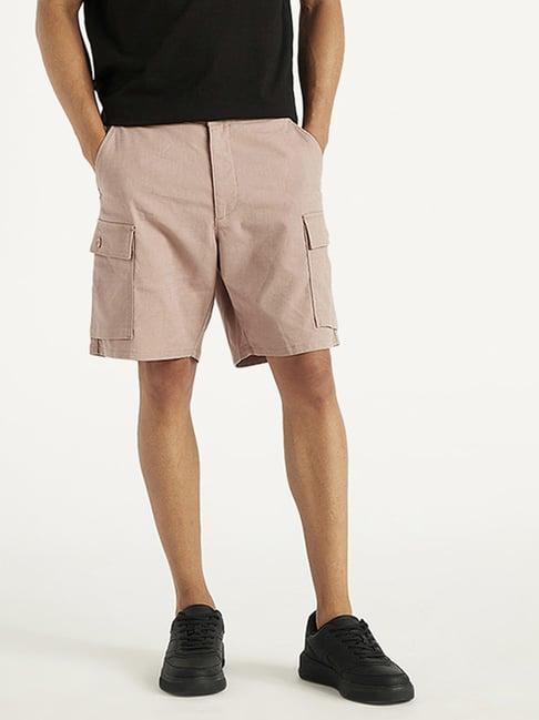 levi's mauve linen regular fit cargo shorts