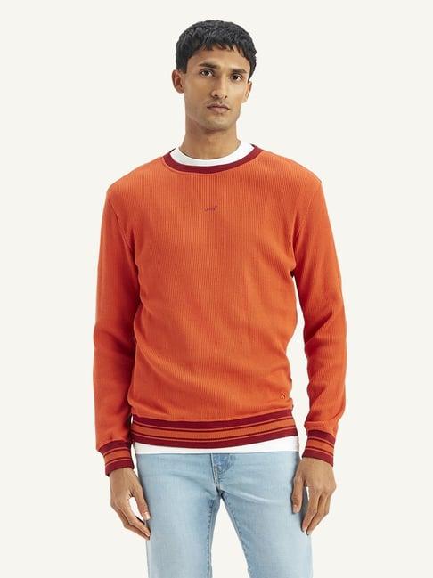 levi's orange cotton slim fit sweater