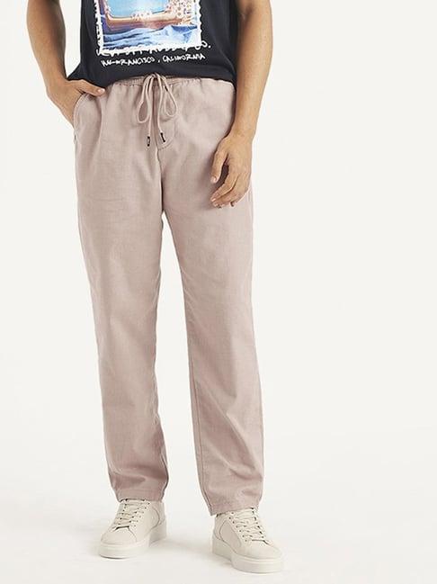 levi's pink linen jogger fit trousers