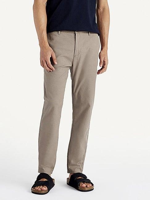 levi's light brown linen tapered fit chinos