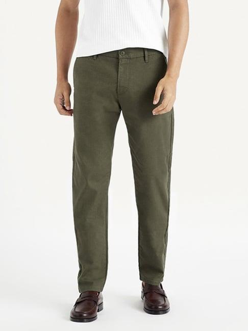 levi's green linen tapered fit trousers