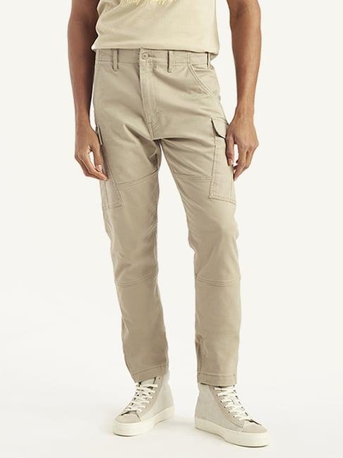 levi's beige cotton slim fit cargos