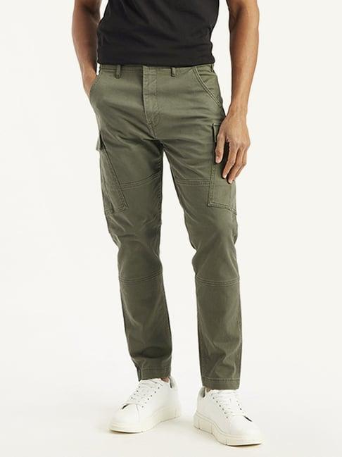 levi's olive cotton tapered fit cargos