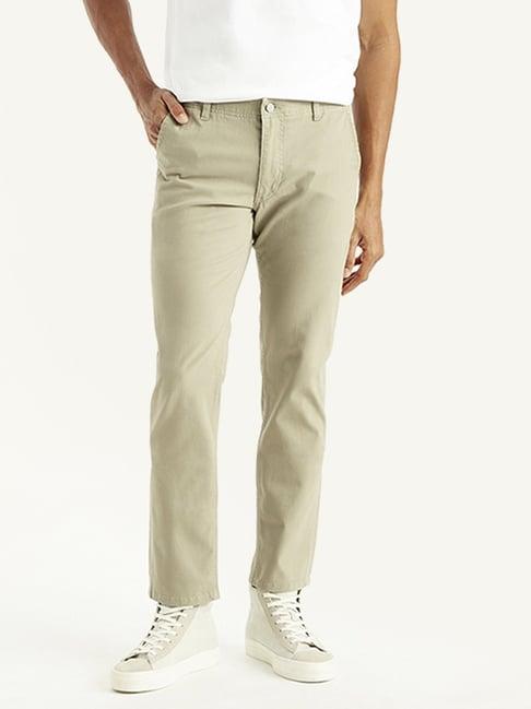 levi's khaki cotton slim fit trousers