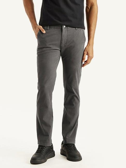 levi's grey cotton slim fit trousers