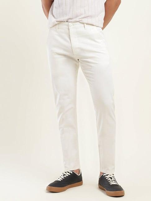 levi's 512 white cotton slim fit trousers