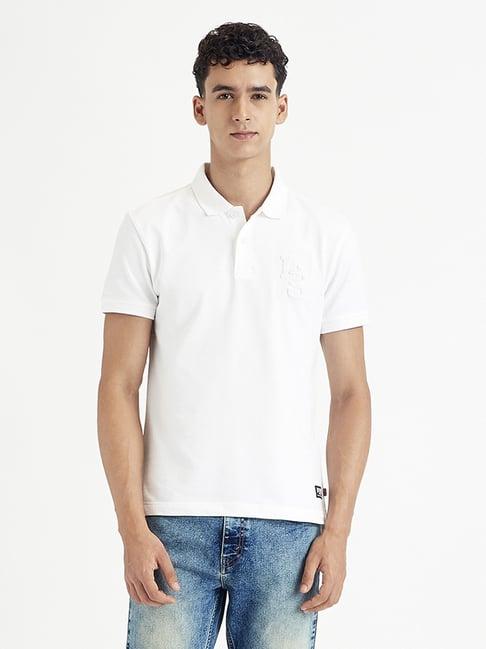 levi's white cotton slim fit polo t-shirt