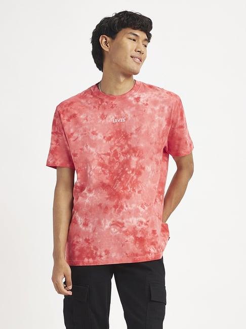 levi's red cotton regular fit printed t-shirt