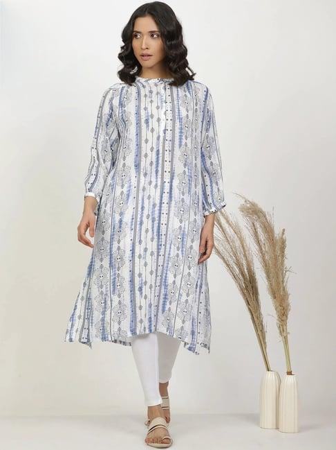 w white printed kurta pant set