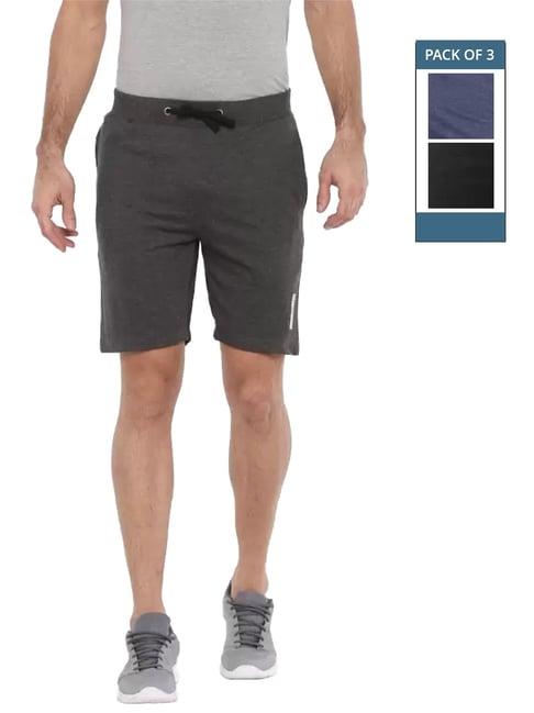 force nxt multicolored cotton regular fit shorts - pack of 3