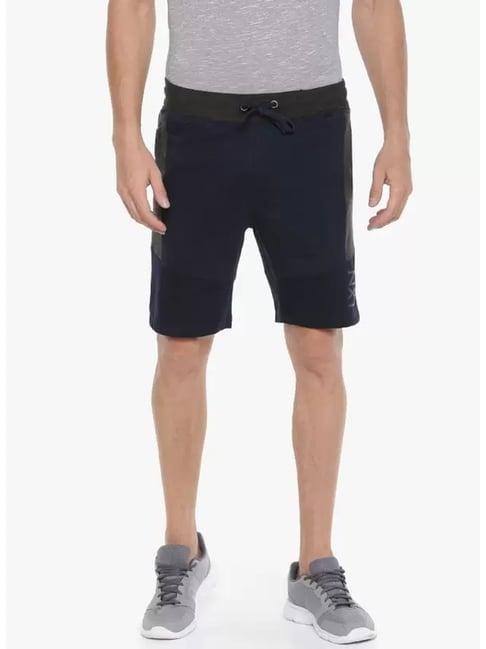 force nxt navy cotton regular fit colour block shorts