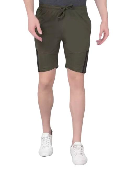 force nxt olive cotton regular fit shorts