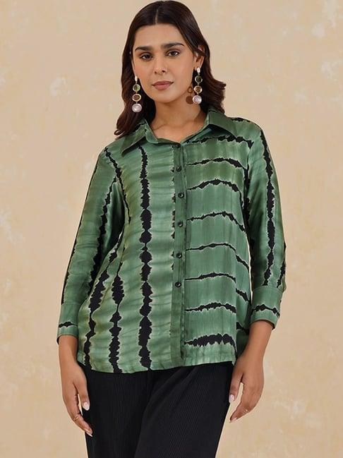 inching india green black dariya tie dye shirt top