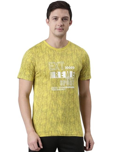 force nxt aspen gold cotton regular fit printed t-shirt