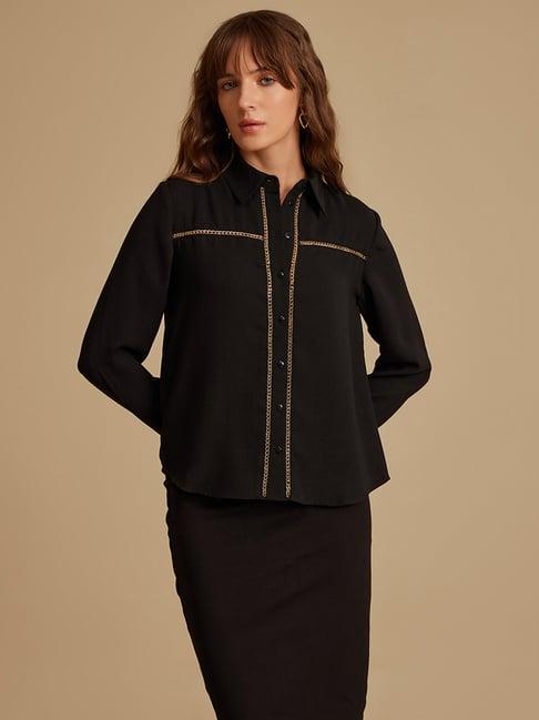 kazo black embellished shirt