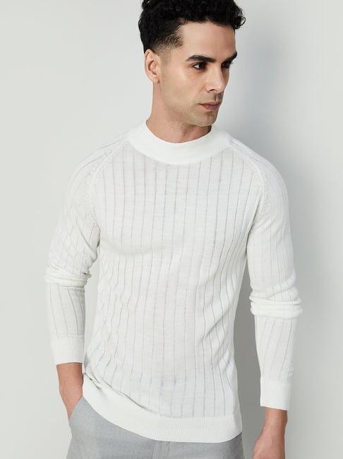 code by lifestyle off white regular fit sweater