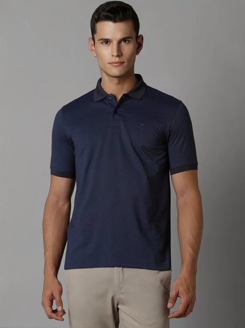 louis philippe navy regular fit printed polo t-shirt