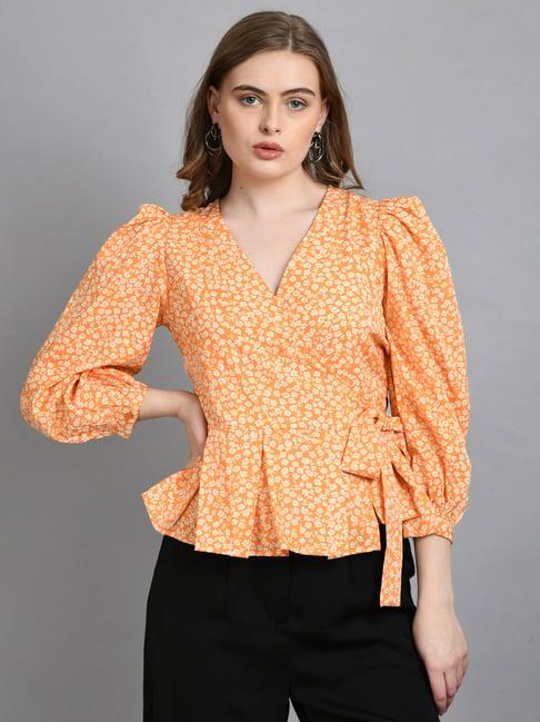 pretty loving thing orange floral print top