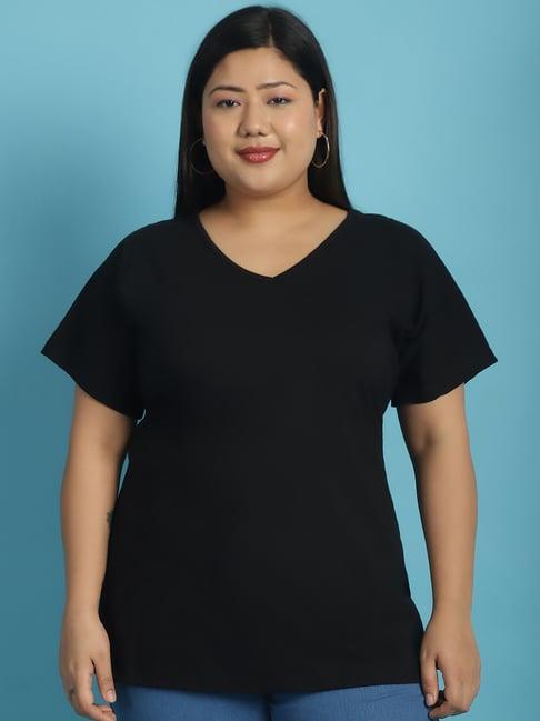 therebelinme black cotton plus size t-shirt