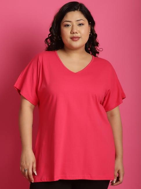 therebelinme fuchsia cotton plus size t-shirt