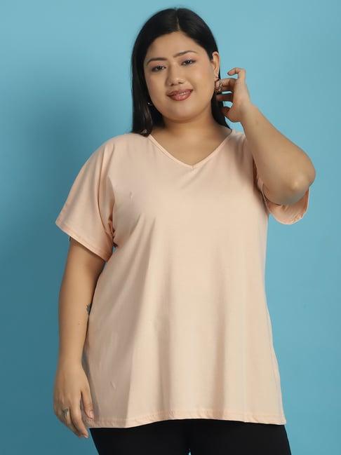 therebelinme light peach cotton plus size t-shirt