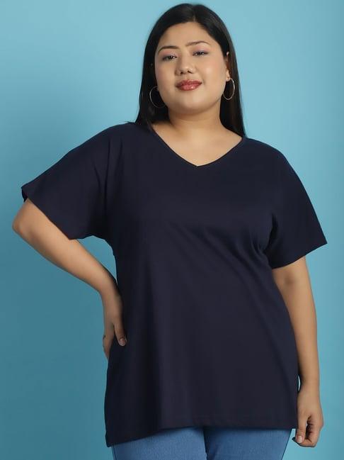 therebelinme navy cotton plus size t-shirt