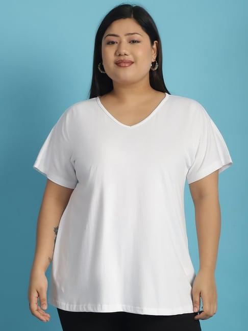 therebelinme white cotton plus size t-shirt