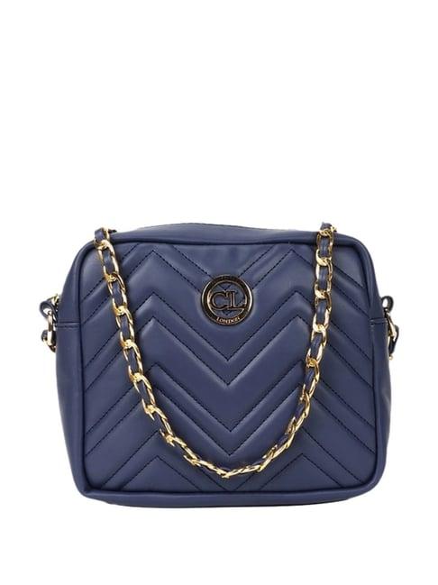 carlton london navy quilted medium sling handbag