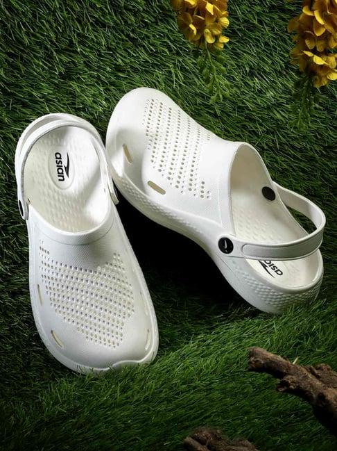 asian men's off white back strap clogs